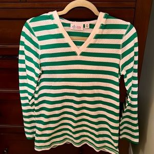 White and green stripe, light, 100 percent sweater hoodie.